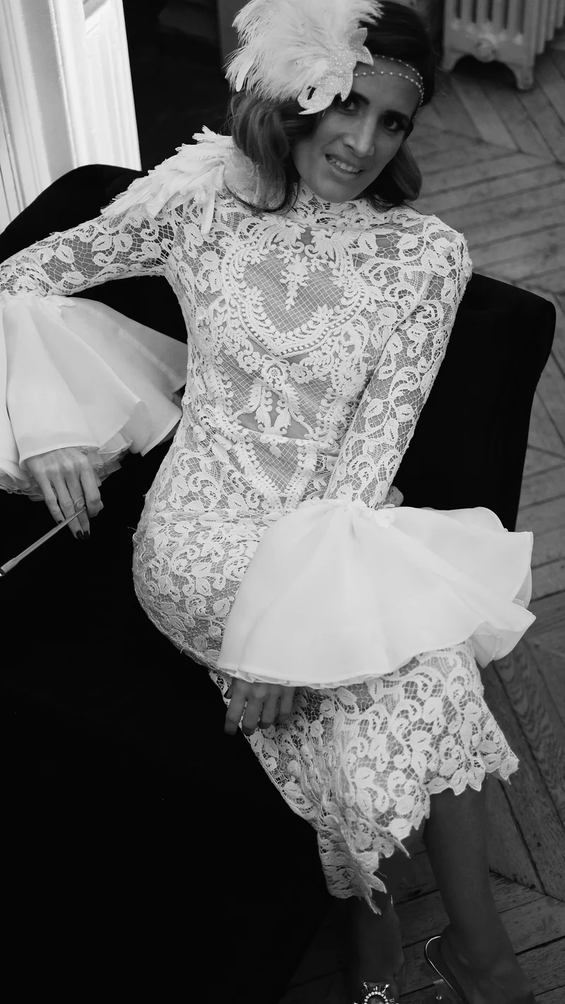 Robe défilé Juana en dentelle blanche