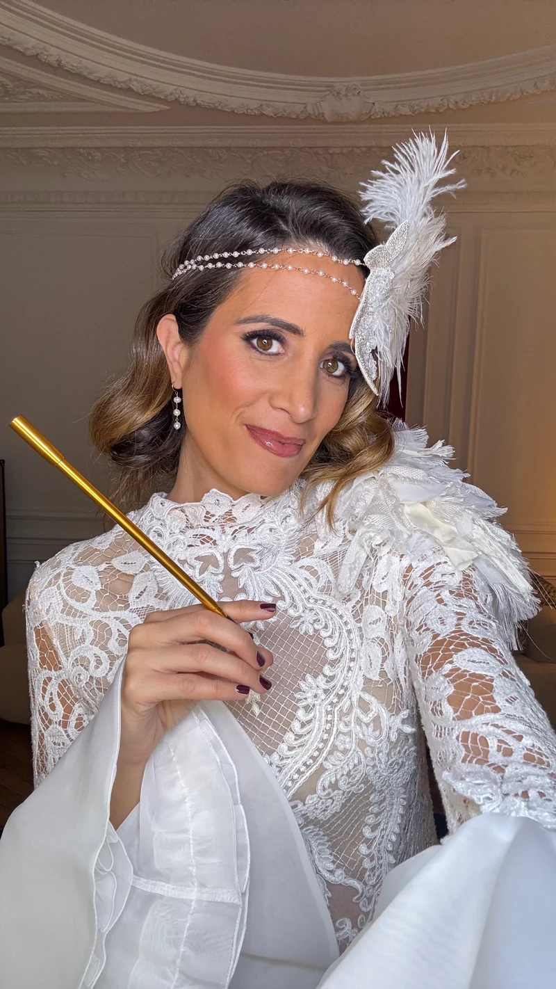 Robe défilé Juana en dentelle blanche