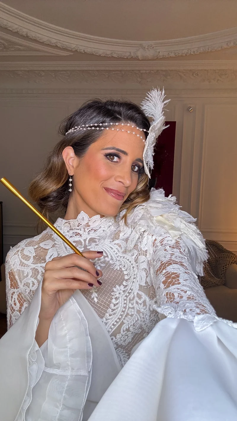 Robe défilé Juana en dentelle blanche