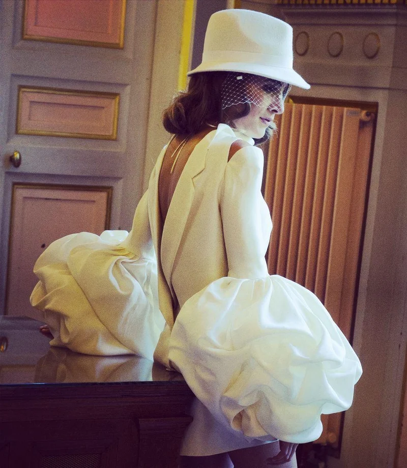 Robe manches ballons ivoire