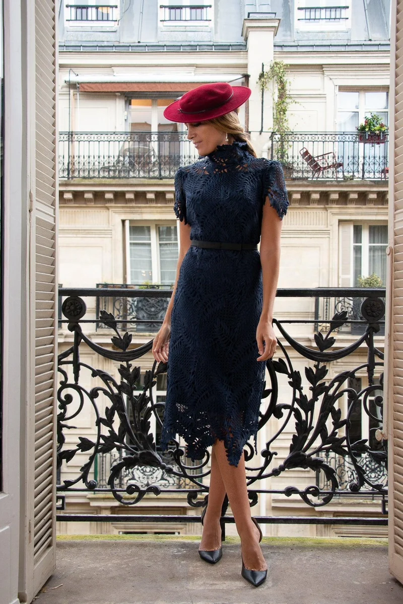 Robe Beckham dentelle bleue