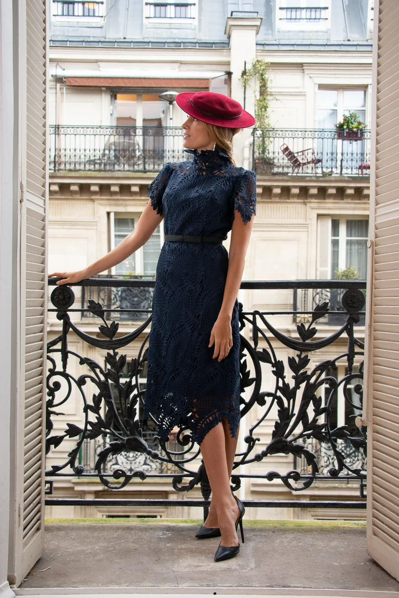 Robe Beckham dentelle bleue
