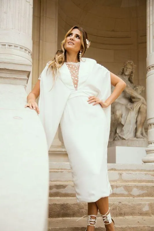 Robe cape midi blanche