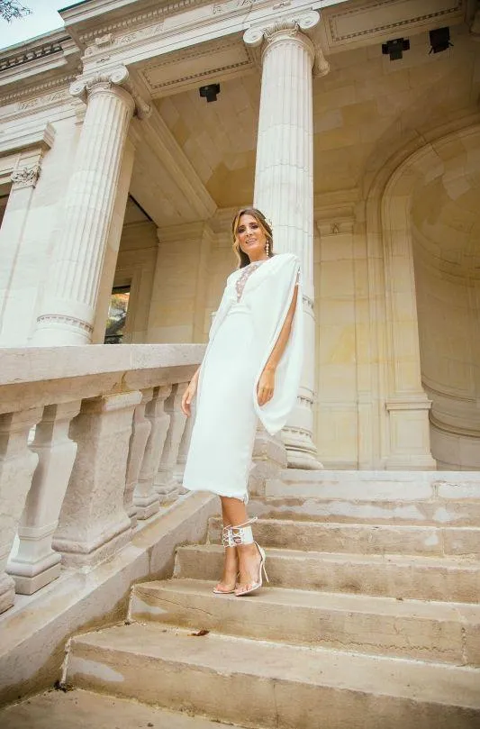 Robe cape midi blanche