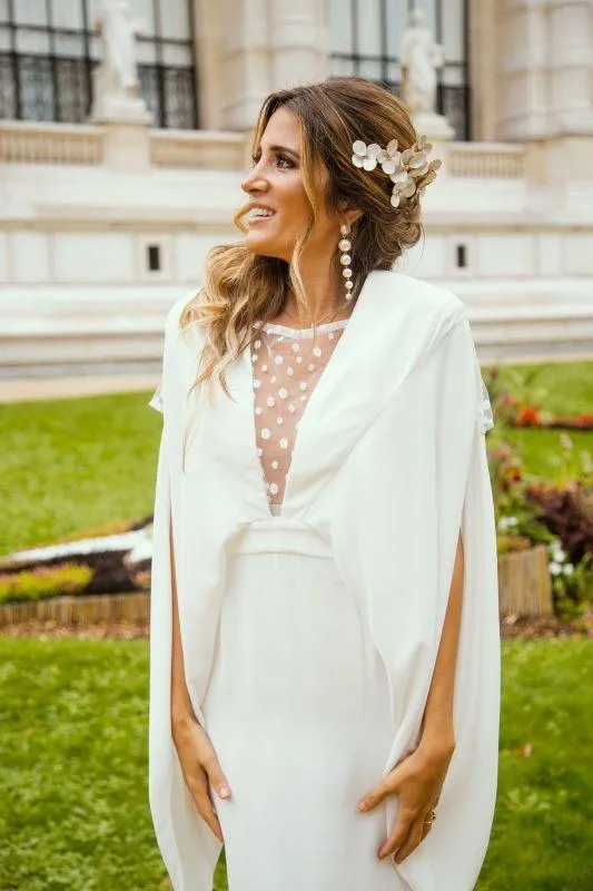 Robe cape midi blanche