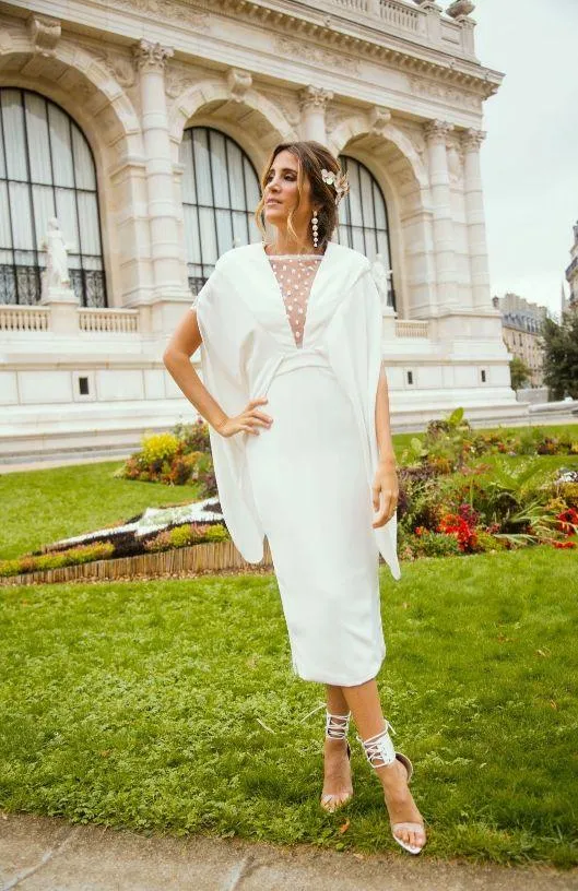 Robe cape midi blanche