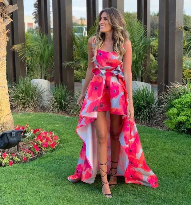 Robe asymétrique Anna imprimé coquelicot