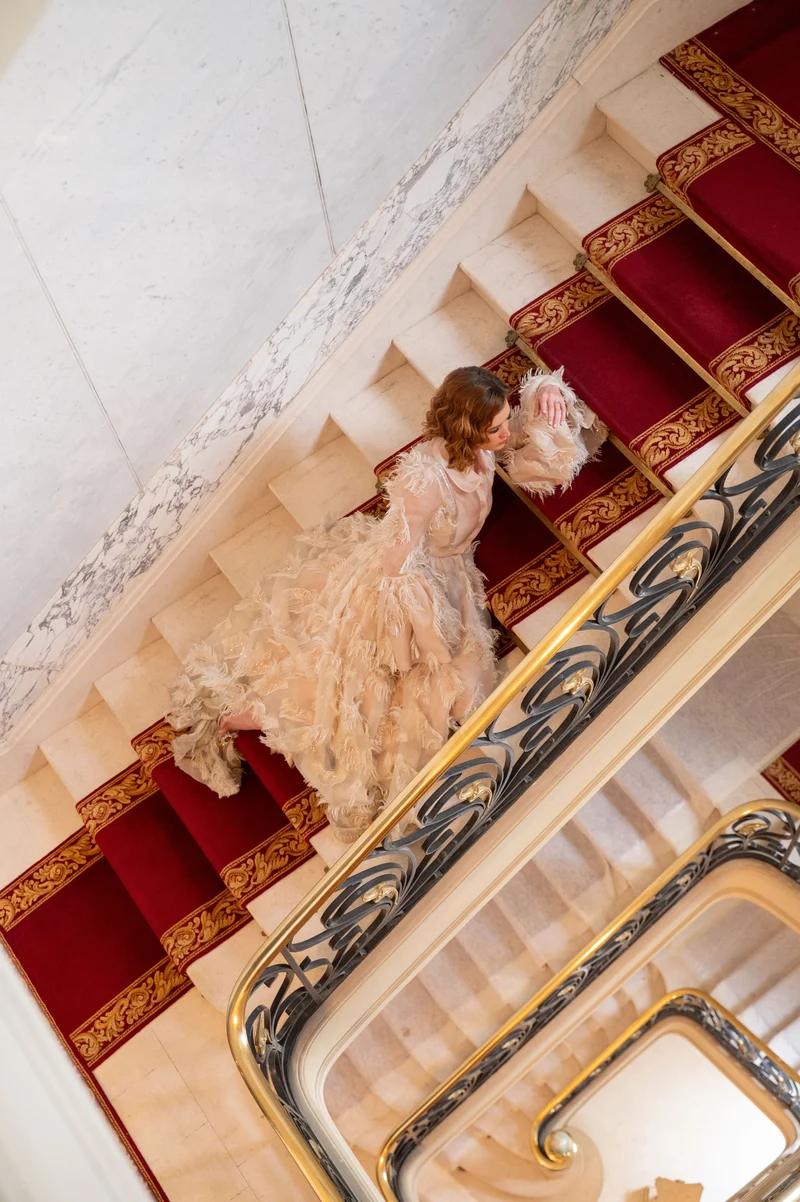 Robe Bella plume ivoire