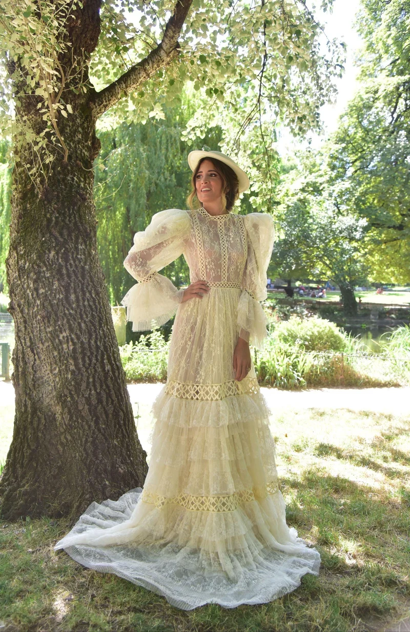 Robe longue Monceau dentelle blanche