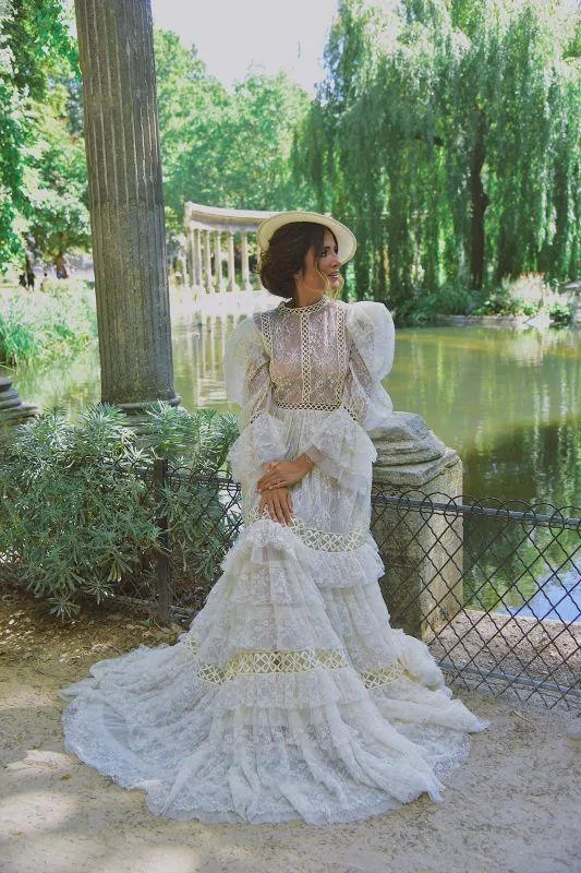 Robe longue Monceau dentelle blanche