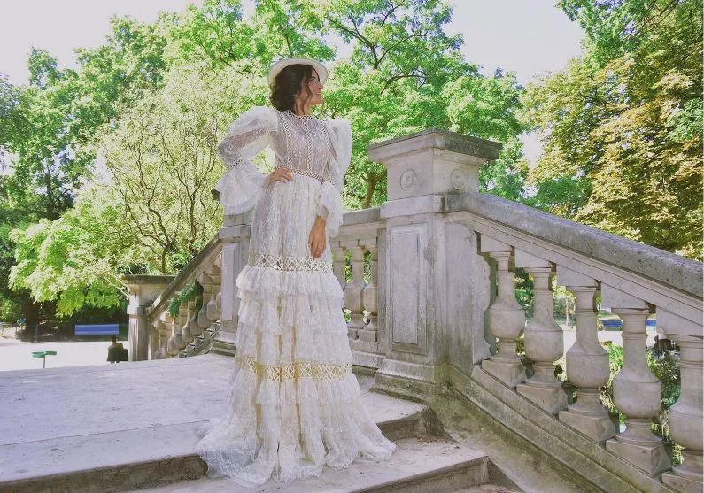 Robe longue Monceau dentelle blanche