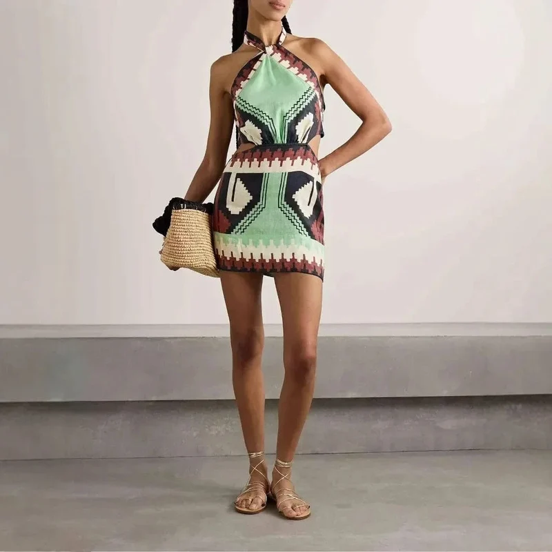 Robe mini bohème dos nu sexy