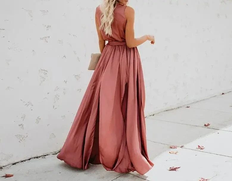 Robe été bohème fendue décolletée