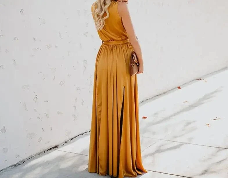 Robe été bohème fendue décolletée