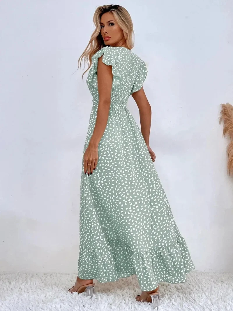 Robe été bohème longue fluide manches papillon