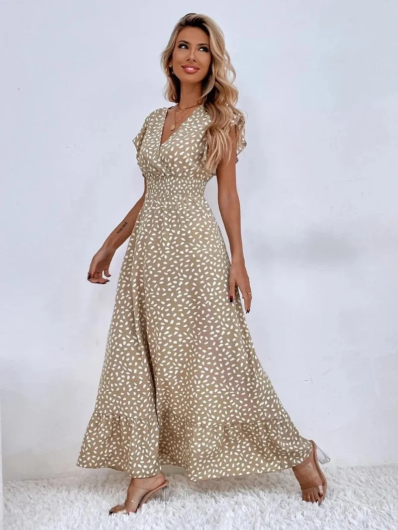 Robe été bohème longue fluide manches papillon