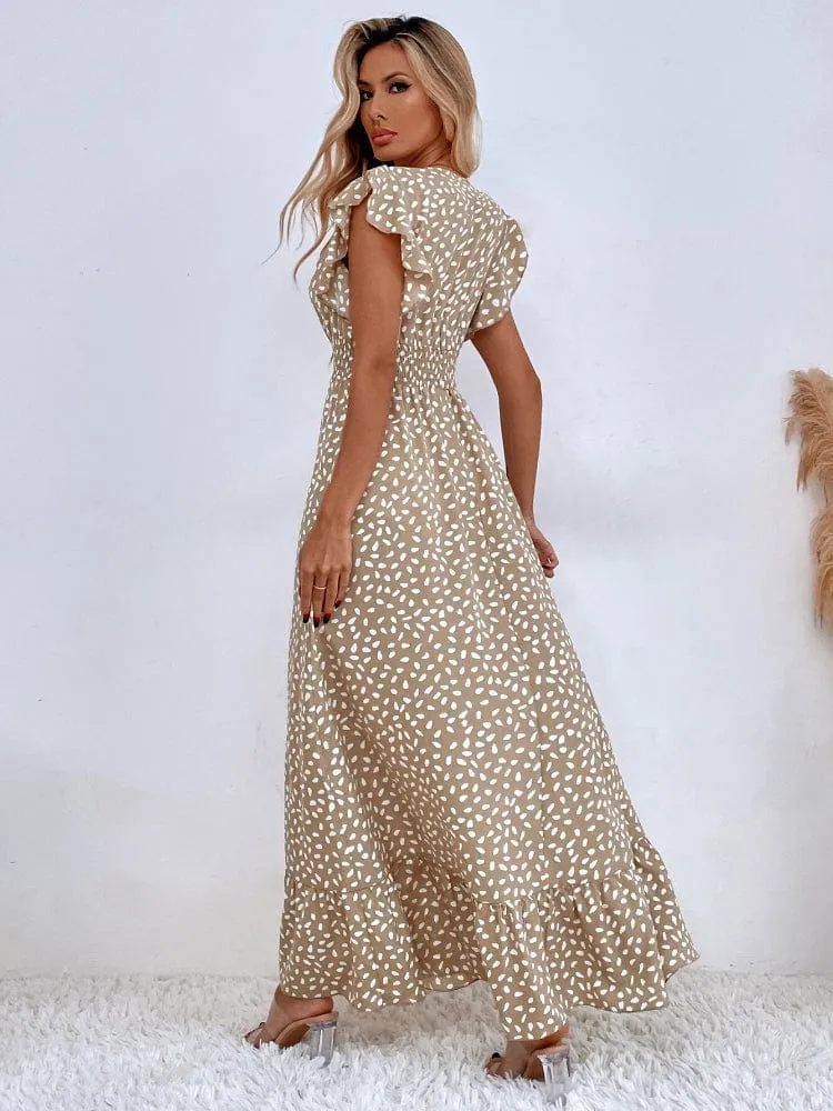 Robe été bohème longue fluide manches papillon