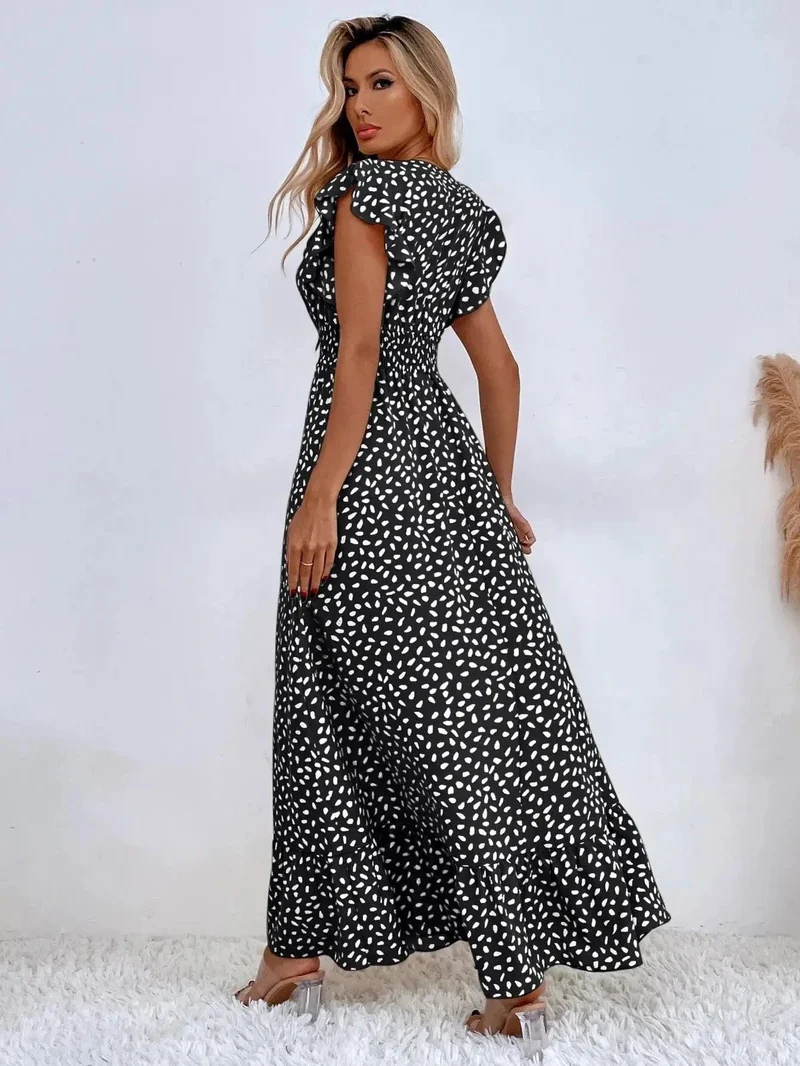 Robe été bohème longue fluide manches papillon