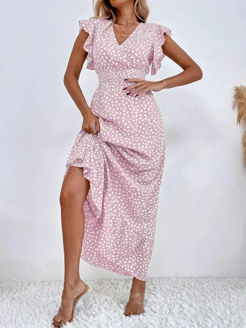 Robe été bohème longue fluide manches papillon