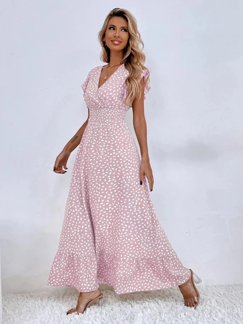Robe été bohème longue fluide manches papillon