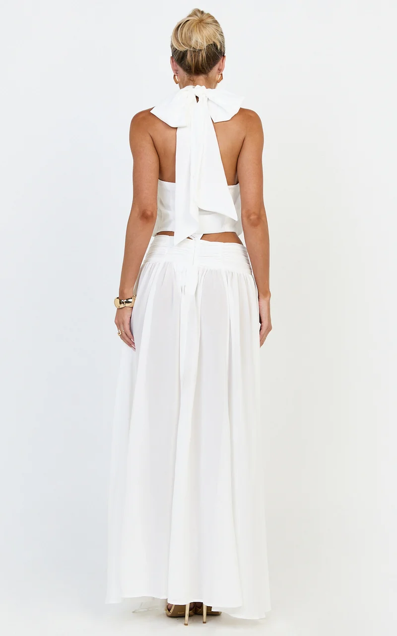 Melanie Top - Halter Neck Top in Cream