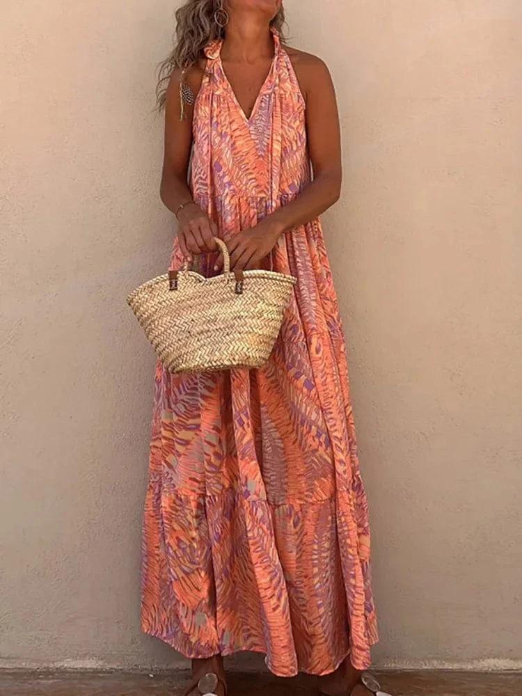 Robe été longue épaules dénudées volantée