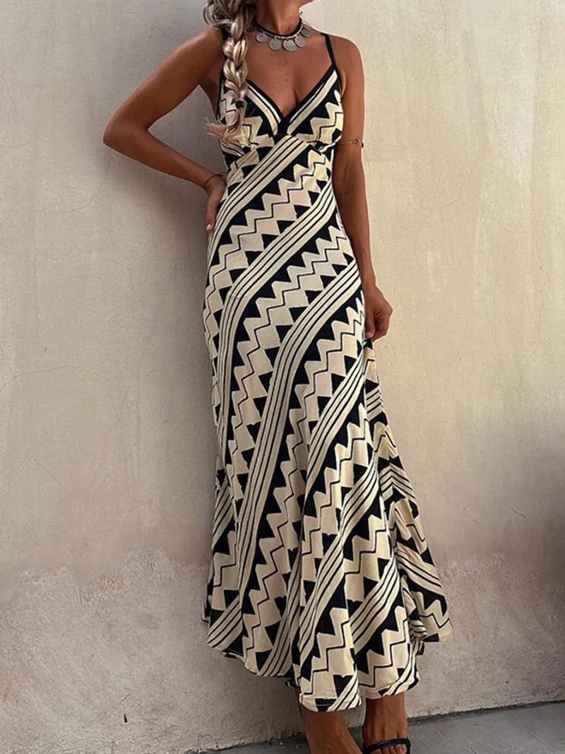 Robe bohème été longue à bretelles
