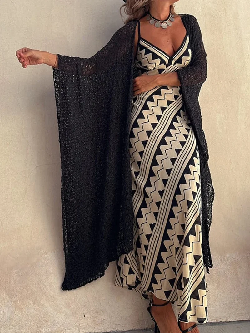 Robe bohème été longue à bretelles