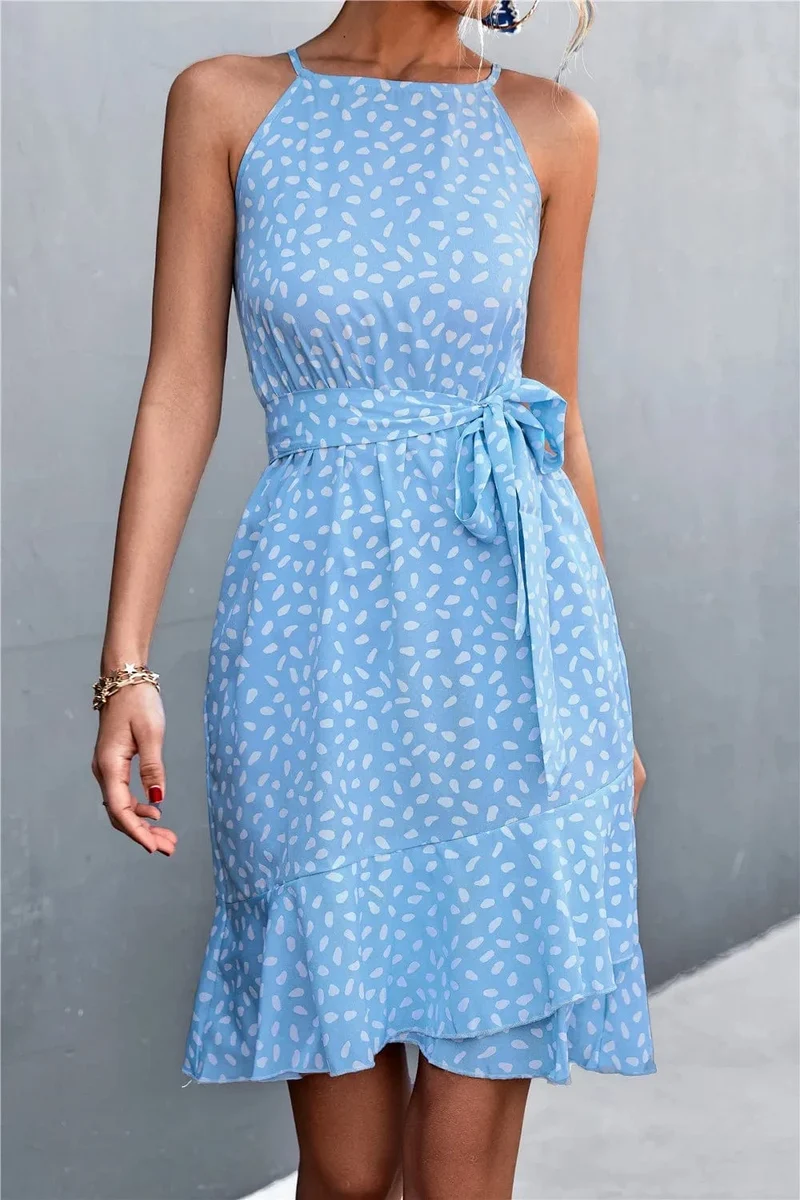 Robe été bohème courte à bretelles