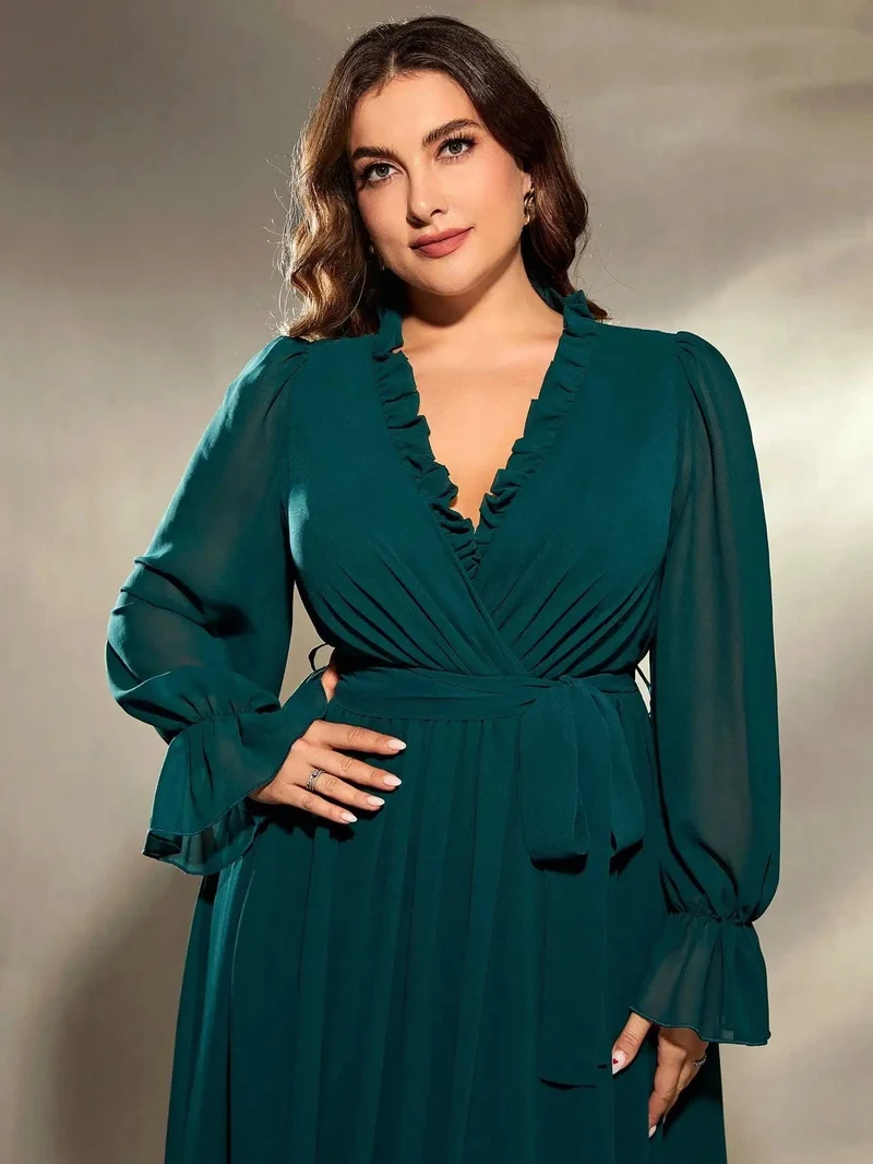 Robe de soirée grande taille verte