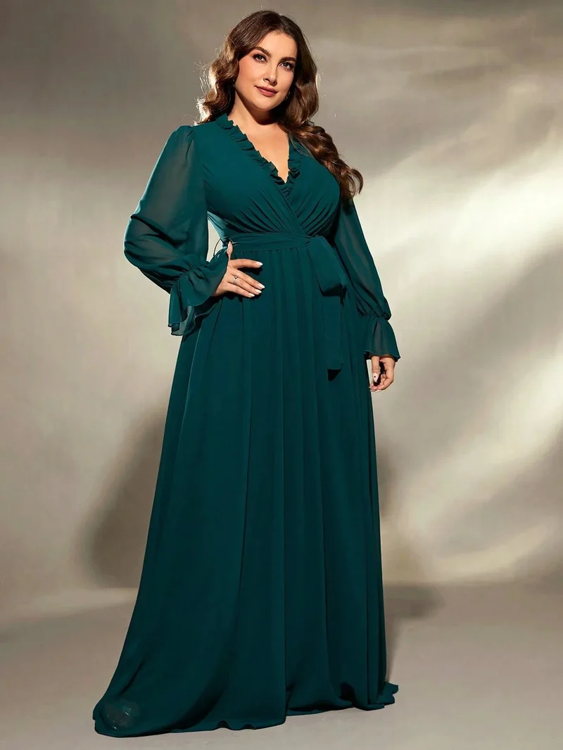 Robe de soirée grande taille verte
