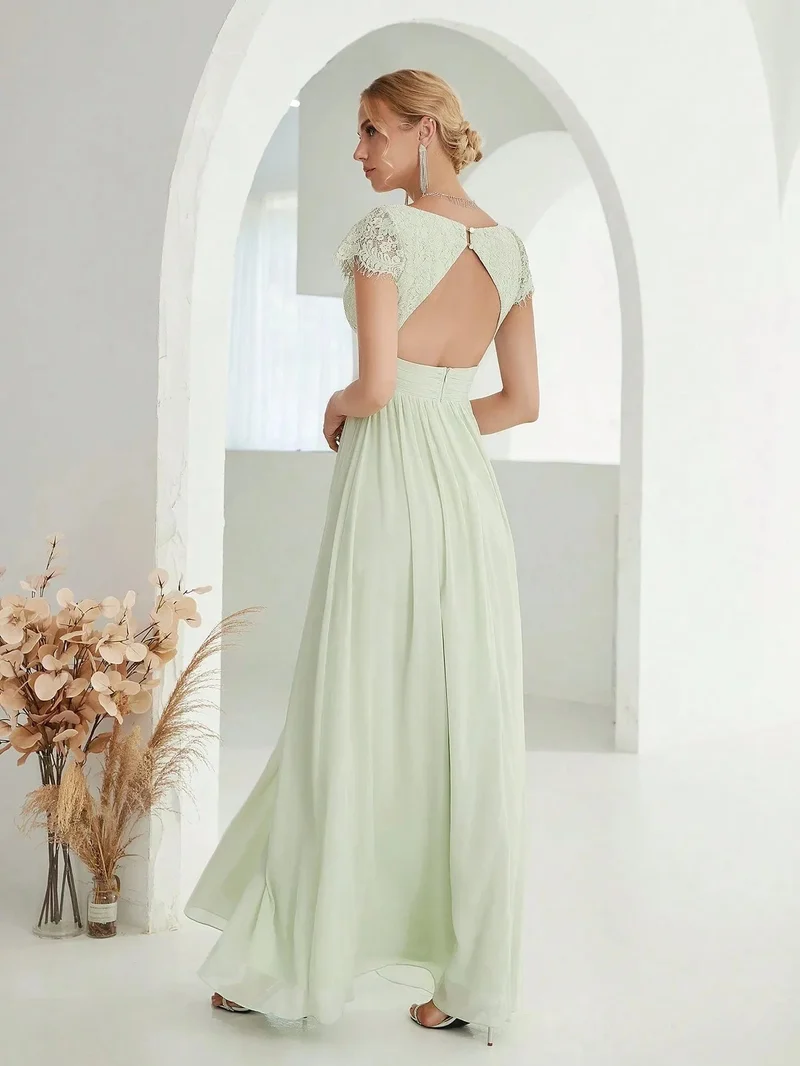 Robe de soirée mariage élégante verte