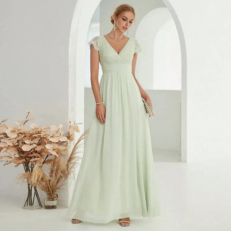 Robe de soirée mariage élégante verte