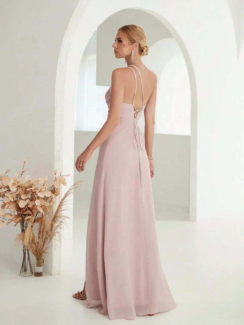 Robe invitée de mariage fendue fluide chic