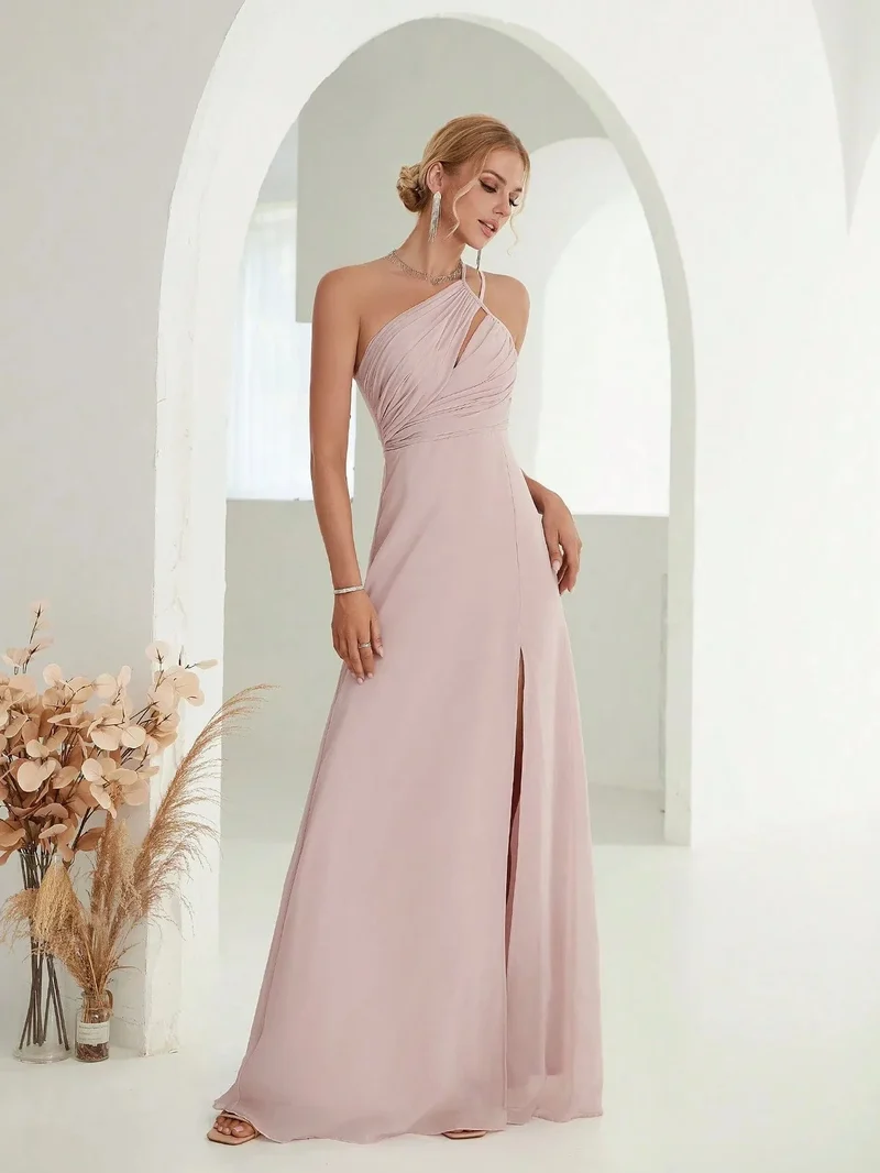 Robe invitée de mariage fendue fluide chic