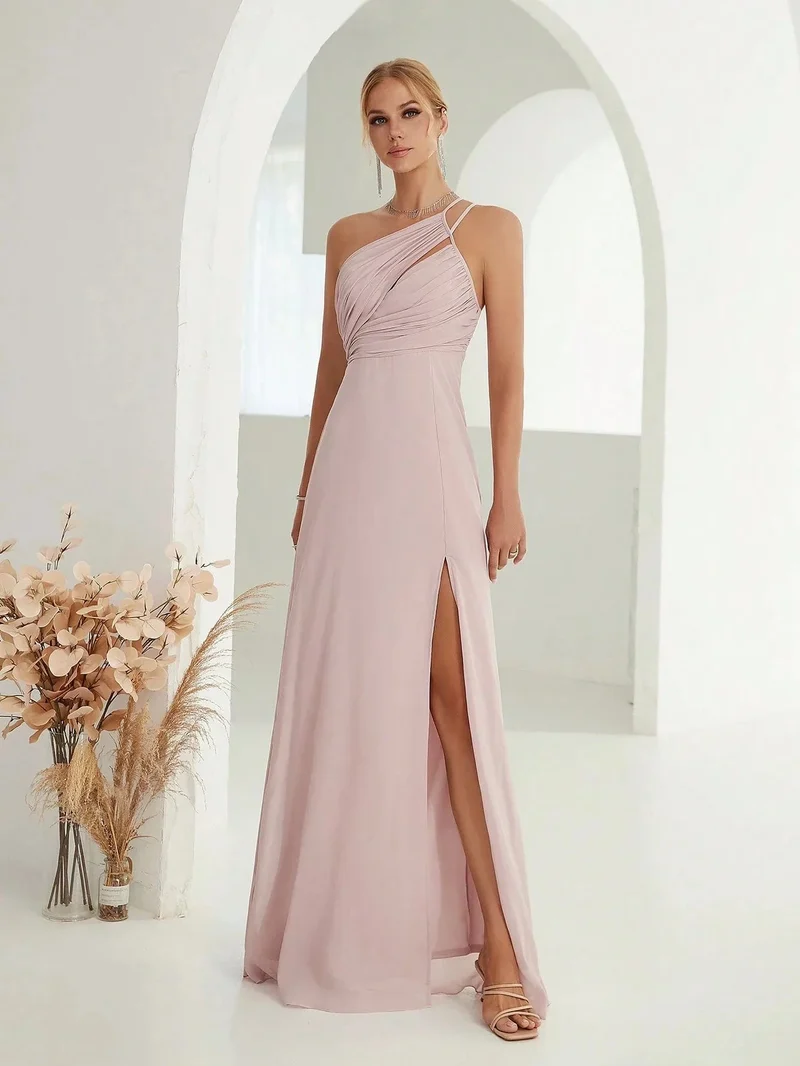 Robe invitée de mariage fendue fluide chic