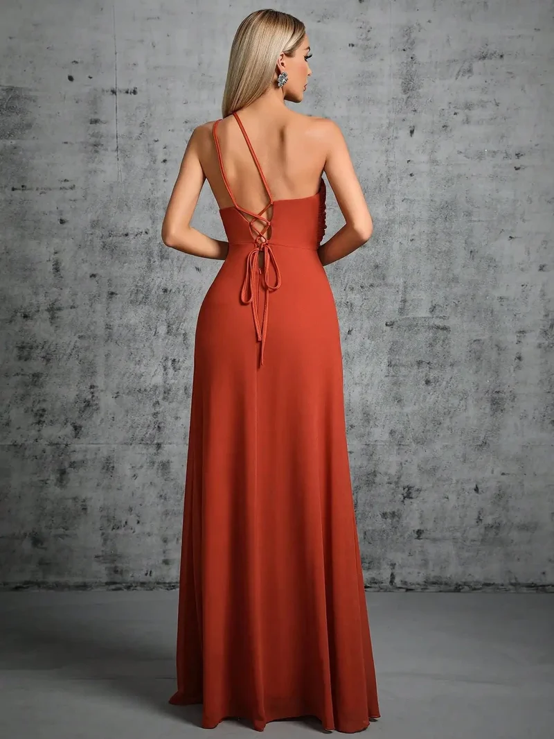 Robe invitée de mariage fendue fluide chic
