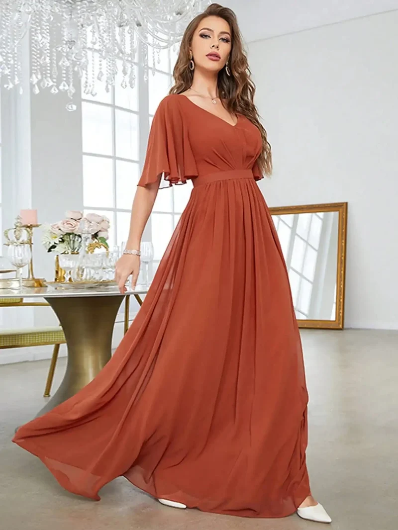 Robe demoiselle d'honneur longue terracotta