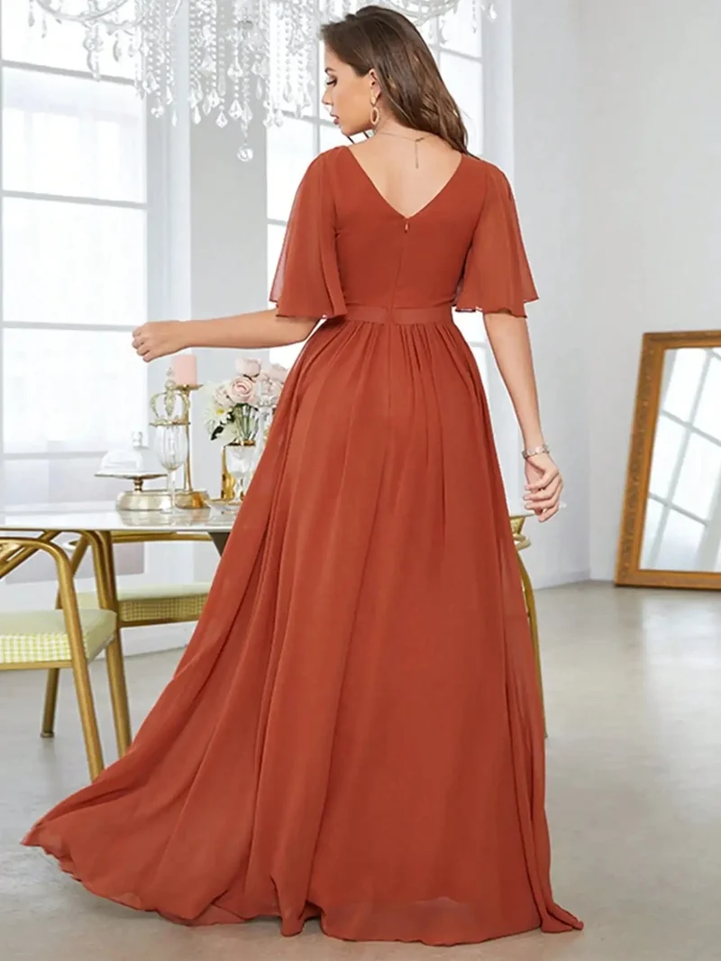 Robe demoiselle d'honneur longue terracotta