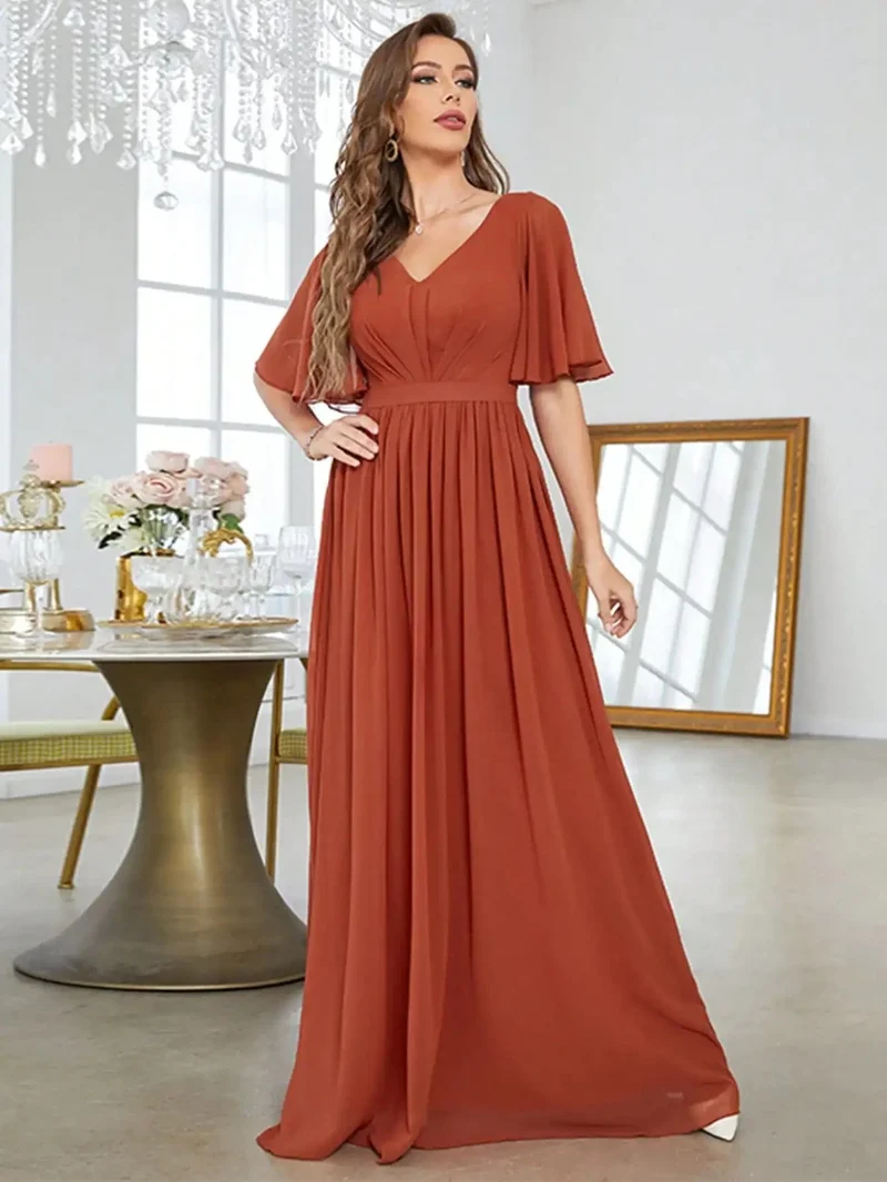 Robe demoiselle d'honneur longue terracotta