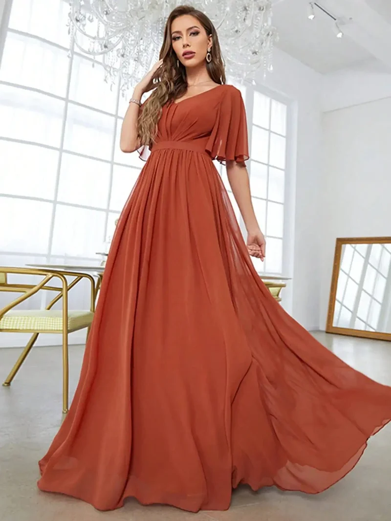 Robe demoiselle d'honneur longue terracotta