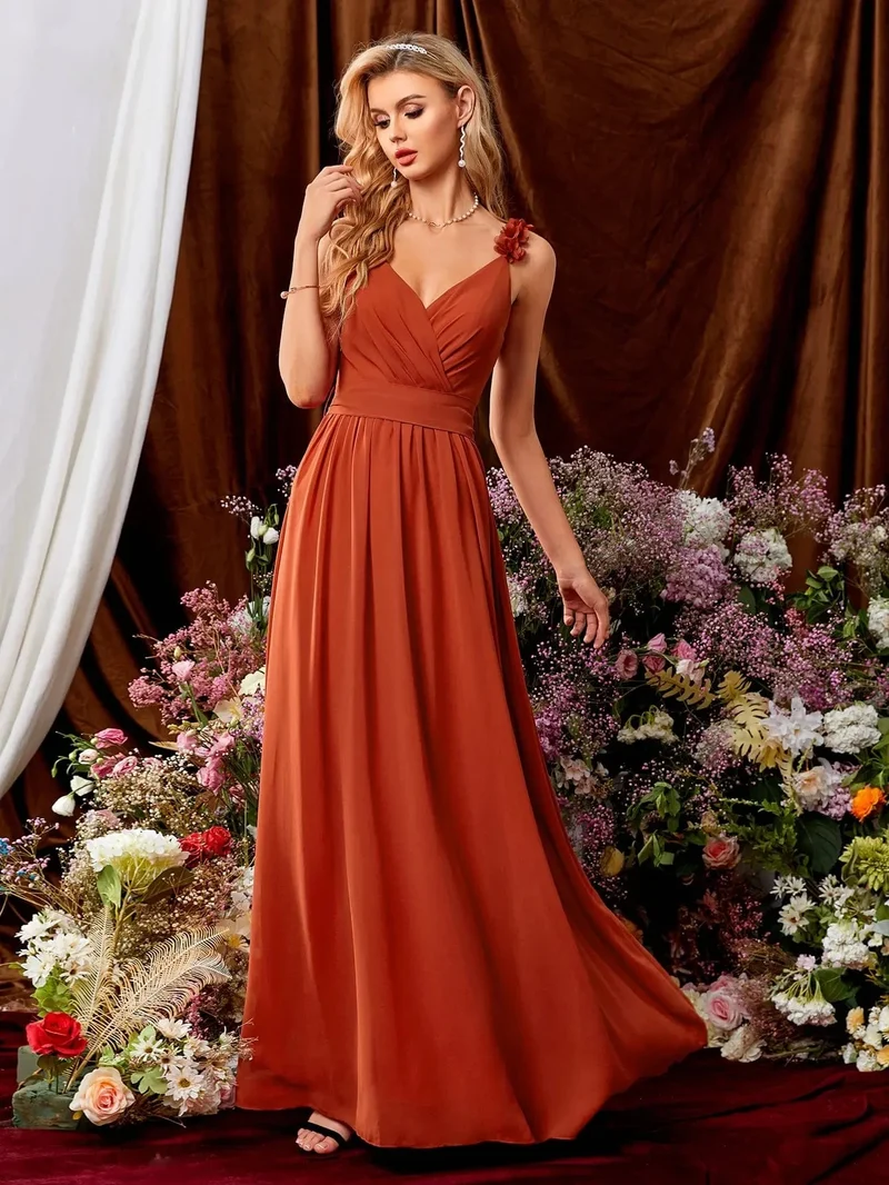 Robe de soirée mariage terracotta dos nu