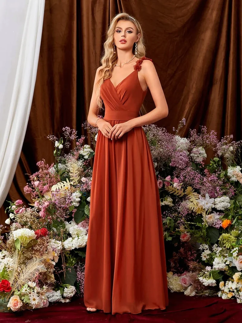 Robe de soirée mariage terracotta dos nu