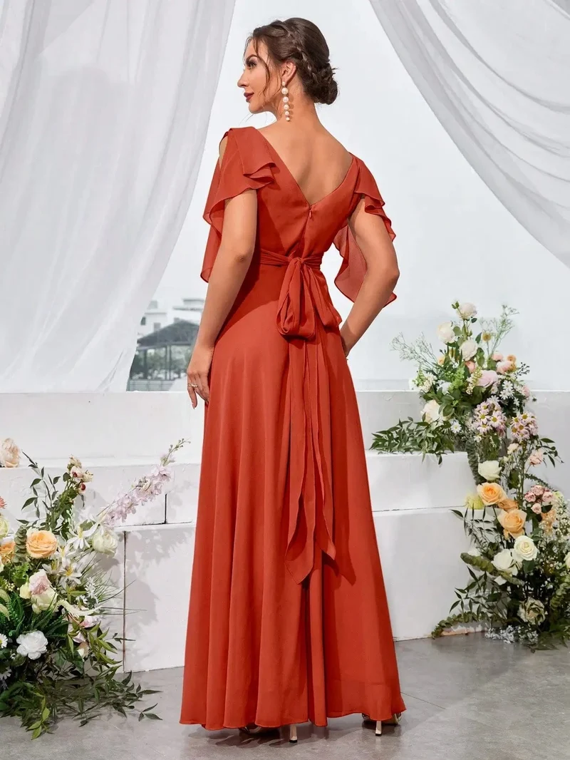 Robe demoiselle d'honneur col en V