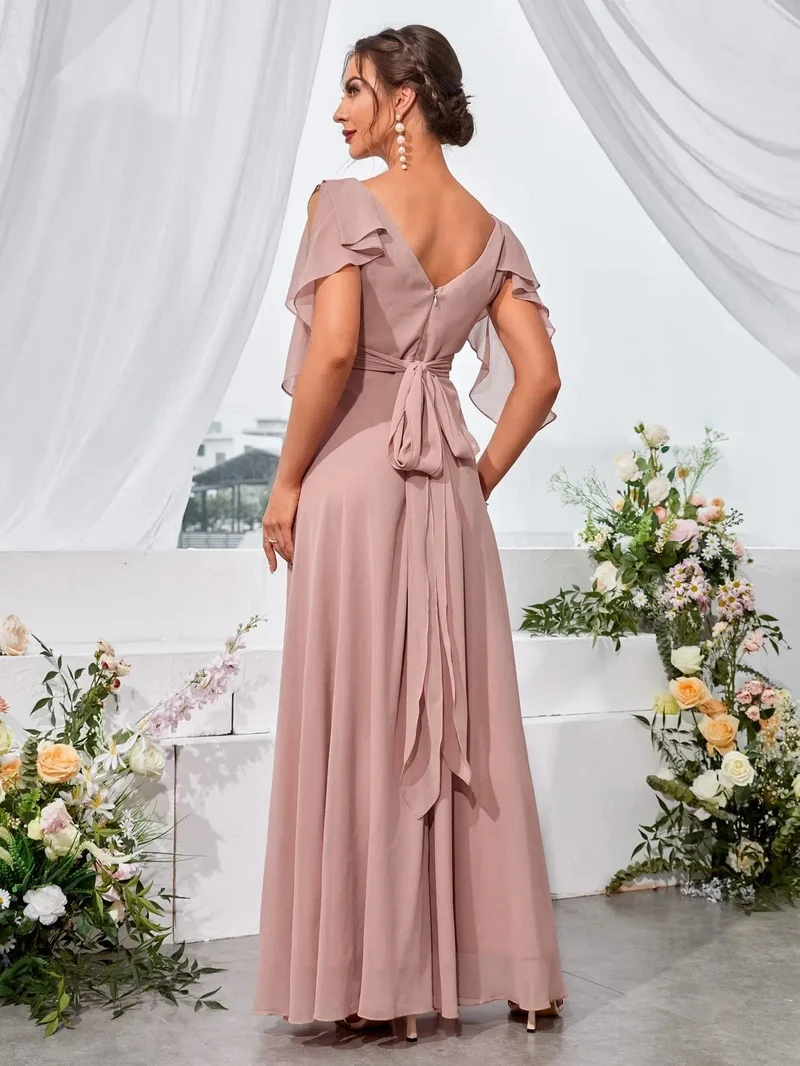 Robe demoiselle d'honneur col en V