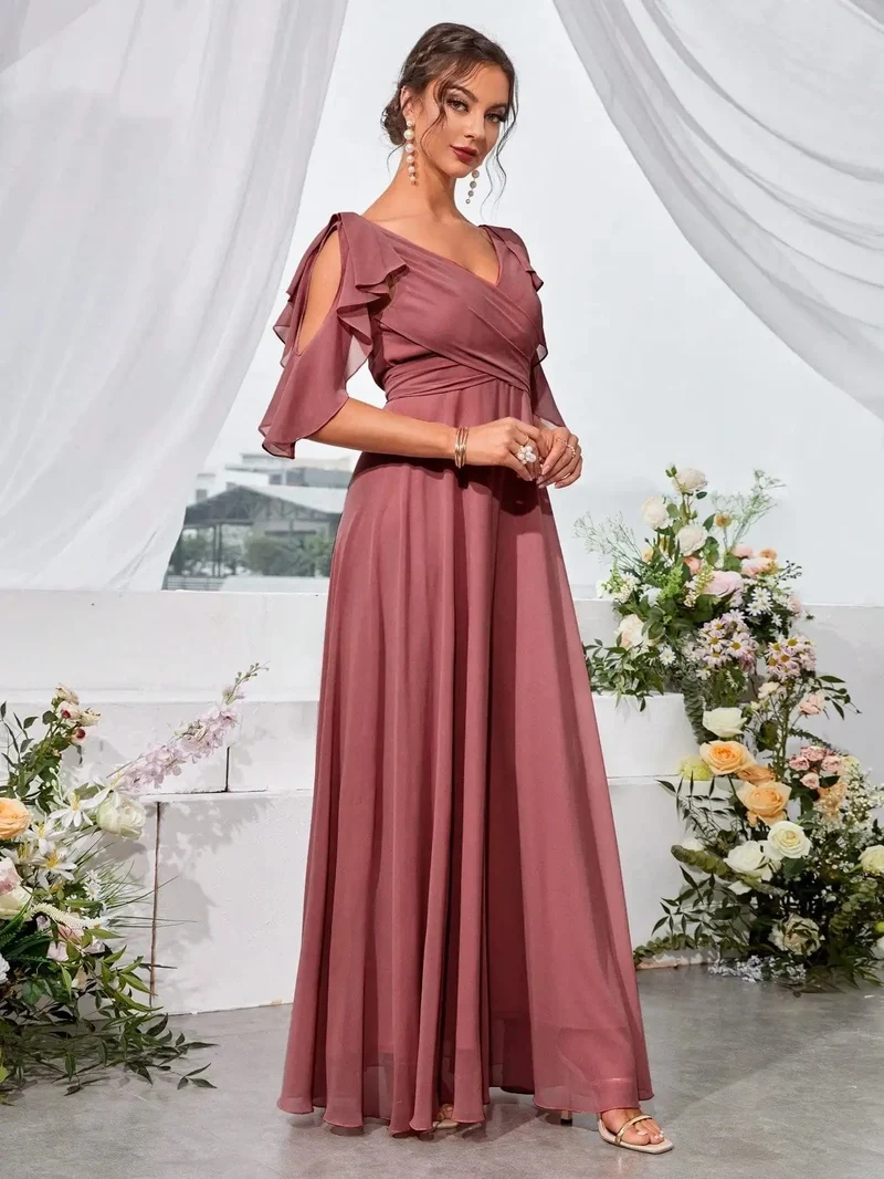 Robe demoiselle d'honneur col en V