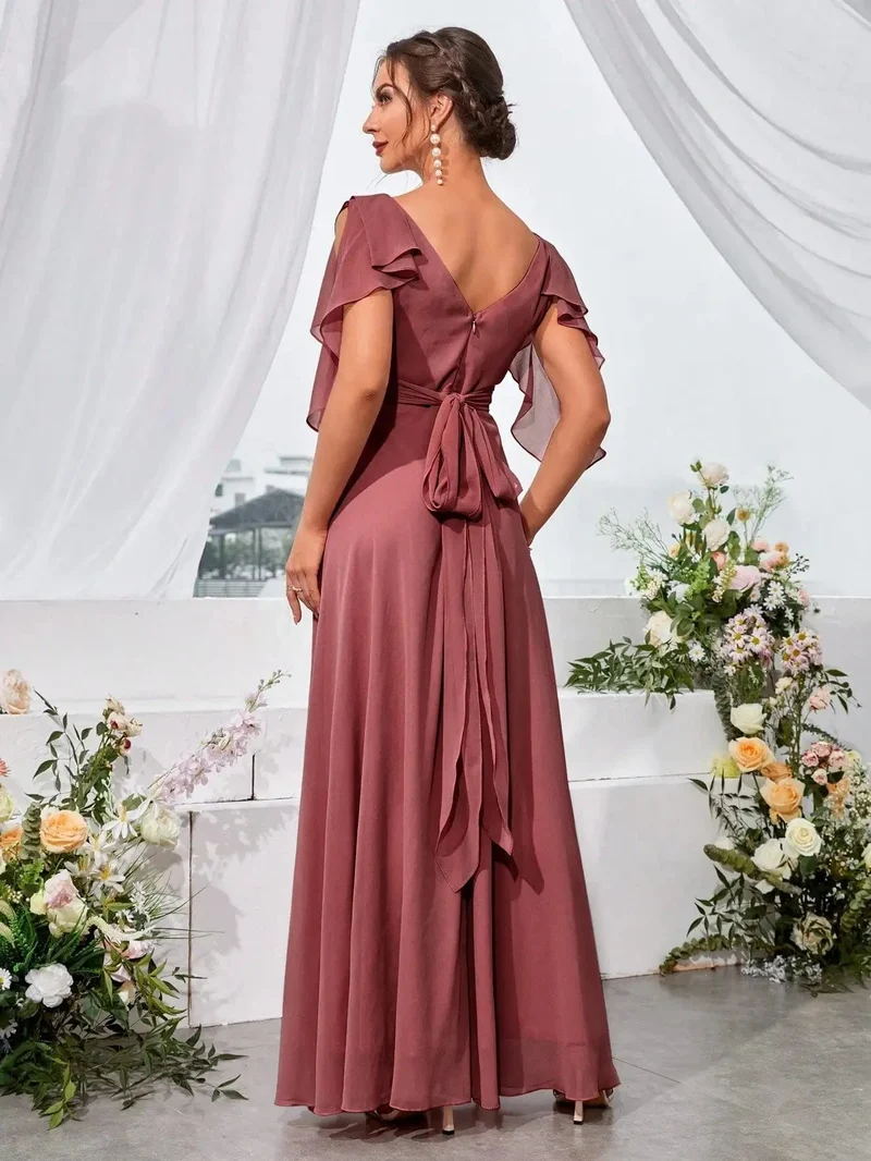 Robe demoiselle d'honneur col en V