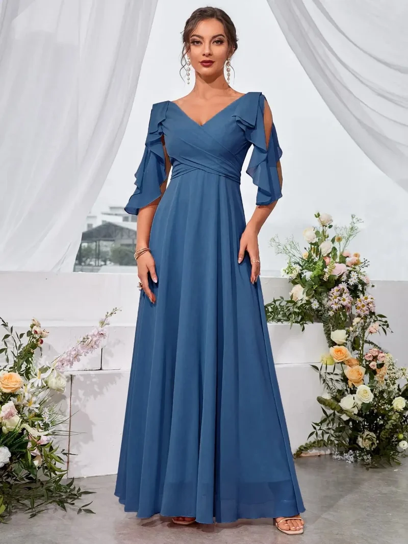 Robe demoiselle d'honneur col en V