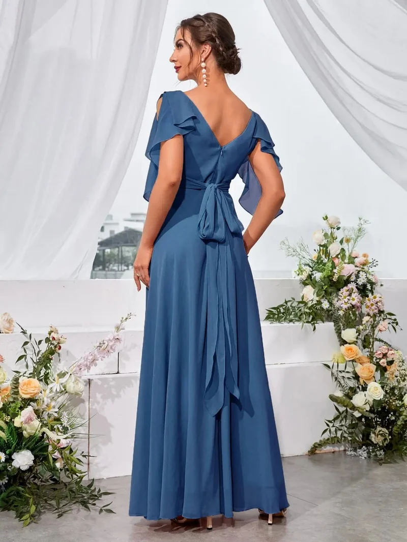 Robe demoiselle d'honneur col en V