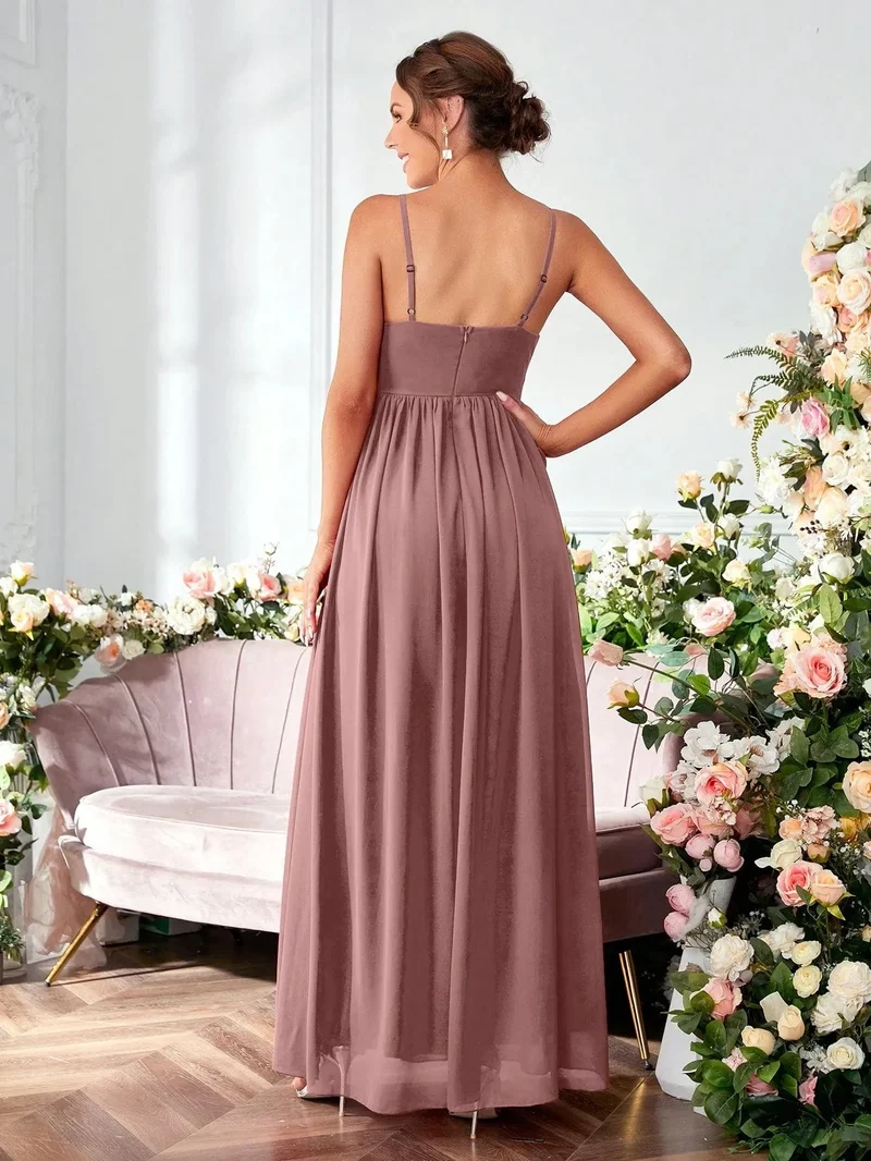 Robe de soirée longue fluide bretelles